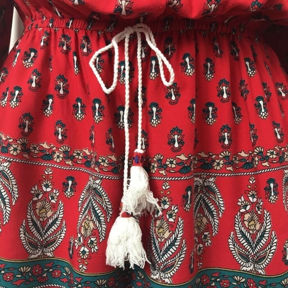 Band Of Gypsies Romper Red Nordic Floral Sz S - Picture 4 of 8